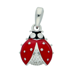 [M3780 Everyday Essential] M3780, Pendant Silver 925, White Zircon, Red&Black Enamel