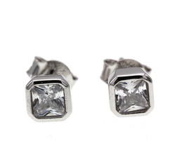 [V5836,Everyday Essential] V5836,Geometry Square Earrings,Silver 925,Rhodium Plated,Cubic Zircon
