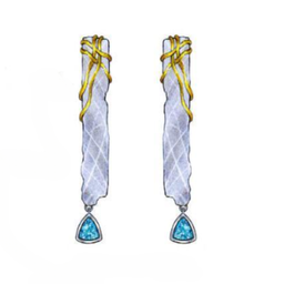 [V6062 Garden of Babylon] V6062, Sliver 925,Blue Topaz, Handmade