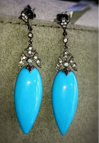 [V3462 Ilunion] V3462, Earrings Silver. 925,  Blue Tourquise,  White Zircone