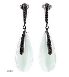 [V3458 Ilunion] V3458, Earrings Silver 925, Cz & Cat Eye, Midnight Collection
