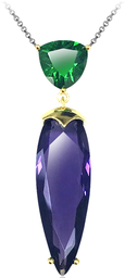 [N5156 Ilunion] N5156, Necklace Silver 925,  Emerald,  Crystal