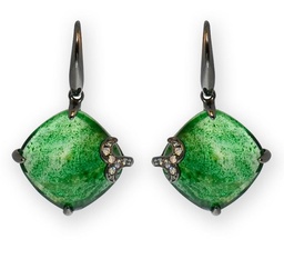 [V3274 Ilunion] V3274, Earrings Silver. 925, Blue/Green Rutiled Quartz, White Zircone, Midnight Collection