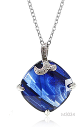 [M3034 Ilunion] M3034, Pendant Silver. 925,  Blue/Green Rutiled Quartz,  White Zircone,  Midnight Collection