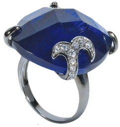 [U3077 Ilunion] U3077, Ring Silver. 925,  Blue/Green Rutiled Quartz,  White Zircone,  Midnight Collection