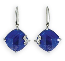 [V3273 Ilunion] V3273, Earrings Silver. 925, Blue/Green Rutiled Quartz, White Zircone, Midnight Collection
