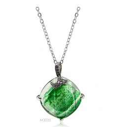 [M3035 Ilunion] M3035, Pendant Silver. 925,  Blue/Green Rutiled Quartz,  White Zircone,  Midnight Collection