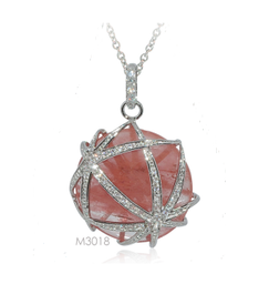 [M3018 Ilunion] M3018, Pendant Silver 925,  Rhodium Plated,  CZ Zircone & Crystals,  Jewellry Collection
