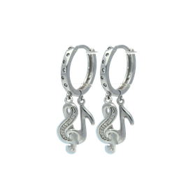 [V5635 Hoops ] V5635, Earrings Silver 925,White Zircon