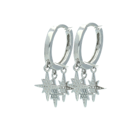 [V5636 Hoops Nord Star] V5636, Earrings Silver 925, White Zircon