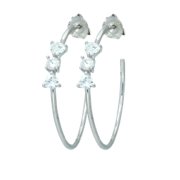 [V5742 Hoops ] V5742, Earrings Silver 925, White Zircon