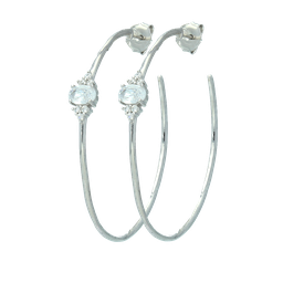 [V5743 Hoops ] V5743, Earrings Silver 925, White Zircon