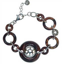 [B1150 Silver & Stones,] B1150, Bracelet Silver 925, Rhodium Plated, CZ Zirkon & Tiger Eye, Midnight Collection
