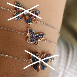 [B2749  Butterflies] B2749, Bracelet Silver 925, Zircon, Rose Gold Plated