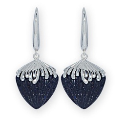 [V3269 Silver & Stones,] V3269, Earrings Silver. 925,  Sand Blue Stone,  Midnight Collection