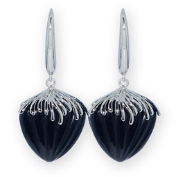 [V3268 Silver & Stones,] V3268, Earrings Silver. 925, Black Onyx, Midnight Collection