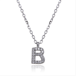 [N6174,Alphabet] N6174,Necklace,Letter B,Silver 925,Length 40+5cm