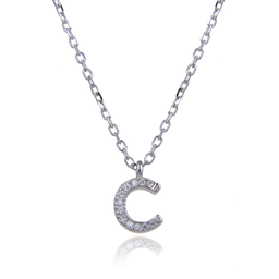 [N6175,Alphabet] N6175,Necklace,Letter C,Silver 925,Length 40+5cm