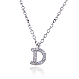 [N6176,Alphabet] N6176,Necklace,Letter D,Silver 925,Length 40+5cm