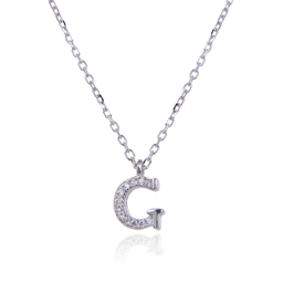 [N6179,Alphabet] N6179,Necklace,Letter G,Silver 925,Length 40+5cm
