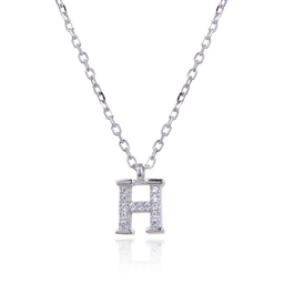 [N6180,Alphabet] N6180,Necklace,Letter H,Silver 925,Length 40+5cm