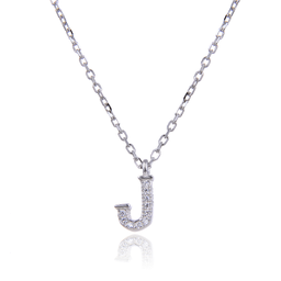 [N6182,Alphabet] N6182,Necklace,Letter J,Silver 925,Length 40+5cm