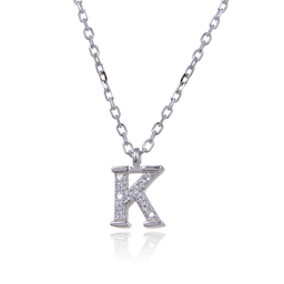 [N6183,Alphabet] N6183,Necklace,Letter K,Silver 925,Length 40+5cm