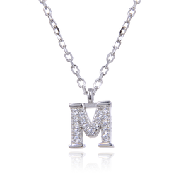 [N6185,Alphabet] N6185,Necklace,Letter M,Silver 925,Length 40+5cm