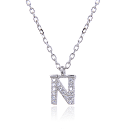 [N6186,Alphabet] N6186,Necklace,Letter N,Silver 925,Length 40+5cm