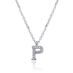 [N6188,Alphabet] N6188,Necklace,Letter P,Silver 925,Length 40+5cm