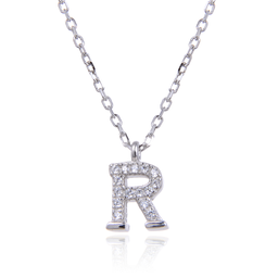 [N6190,Alphabet] N6190,Necklace,Letter R,Silver 925,Length 40+5cm
