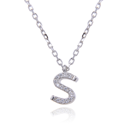 [N6191,Alphabet] N6191,Necklace,Letter S,Silver 925,Length 40+5cm