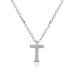 [N6192,Alphabet] N6192,Necklace,Letter T,Silver 925,Length 40+5cm