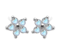 [V5870 Studs Gemstone Daisy] V5870,Silver 925,Rainbow Moonstone,Rhodium