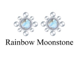 [V5882 Studs Gemstone Margarita] V5882,Silver 925,Rainbow Moonstone,Rhodium