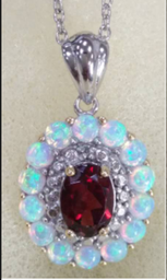 [N5404 Gemstone] N5404, Necklace Silver 925,Opal,Garnet