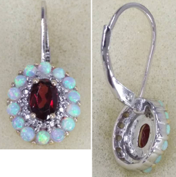 [V54571 OPAL] V5457, Earrings Silver 925,Opal,Garnet