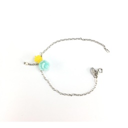 [B2353 Fantasy] B2353, Bracelet Silver 925, yellow agate, amazonite flower