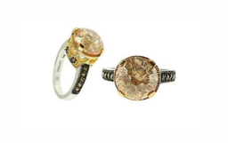 [U3753 Firework] U3753, Ring Silver 925,  Champagne&Brown CZ,  IPBlack