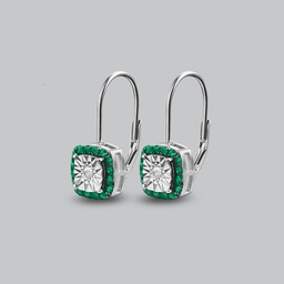 [V5456 The Touch Of Royalty] V5456, Earrings Silver 925, White Diamond 1.5mm, Emerald 2mm