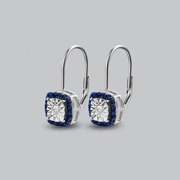 [V5455 The Touch Of Royalty] V5455, Earrings Silver 925, White Diamond 1.5mm , Sapphire 2mm