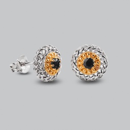 [V5405 The Touch Of Royalty] V5405, Earring Silver 925, Black Sapphire 3mm, White Diamond 1mm