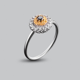 [U3895 The Touch Of Royalty] U3895, Ring Silver 925, Black Sapphire 3mm , White Diamond 1mm
