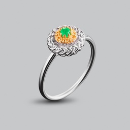 [U3894 The Touch Of Royalty] U3894, Ring Silver 925, Emerald 3mm , White Diamond 1mm