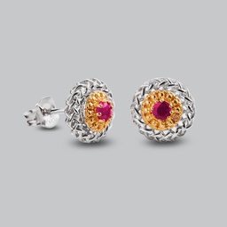 [V5403 The Touch Of Royalty] V5403, Earrings Silver 925, Ruby 3mm , White Diamond 1mm