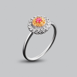 [U3893 The Touch Of Royalty] U3893, Ring Silver 925, Ruby 3mm , white Diamond 1mm