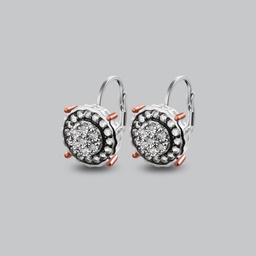 [V5406 The Touch Of Royalty] V5406, Earrings Silver 925, White Topaz 1.5mm , White Diamond 1mm