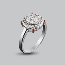 [U3892 The Touch Of Royalty] U3892, Ring Silver 925, White Topaz 1.5mm, White Diamond 1mm