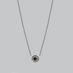 [N5318 The Touch Of Royalty] N5318, Necklace Silver 925, Black Sapphire 2.5mm , White Topaz 1mm