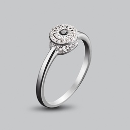 [U3889 The Touch Of Royalty] U3889, Ring Silver 925, Black Sapphire 2.5mm , White Topaz 1mm